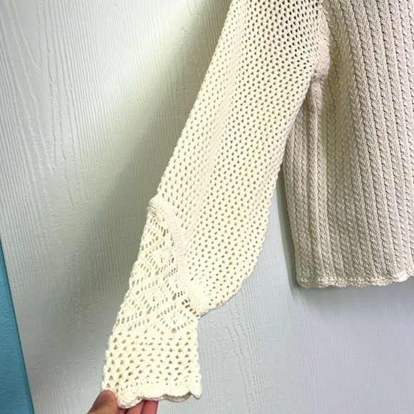 Sam Edelman - NWT Aura Ivory Crochet Long Sleeve Scalloped Sweater Size Small - Picture 5 of 11